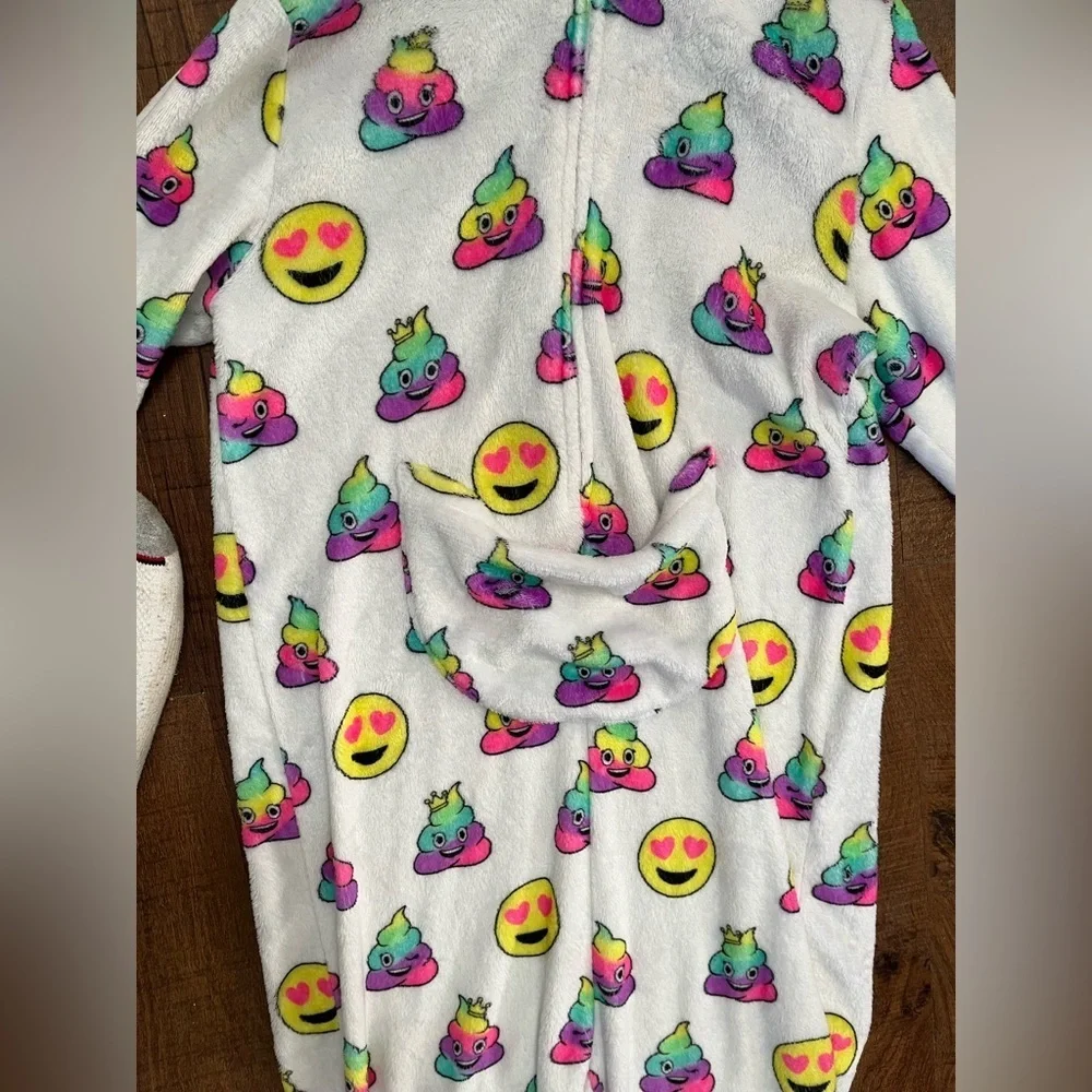 Justice girls poop emoji hooded pajamas Sz 10